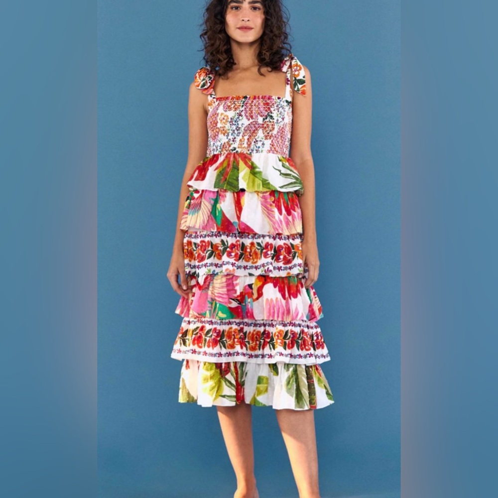 NWOT FARM Rio Multicolor Floral Midi Dress